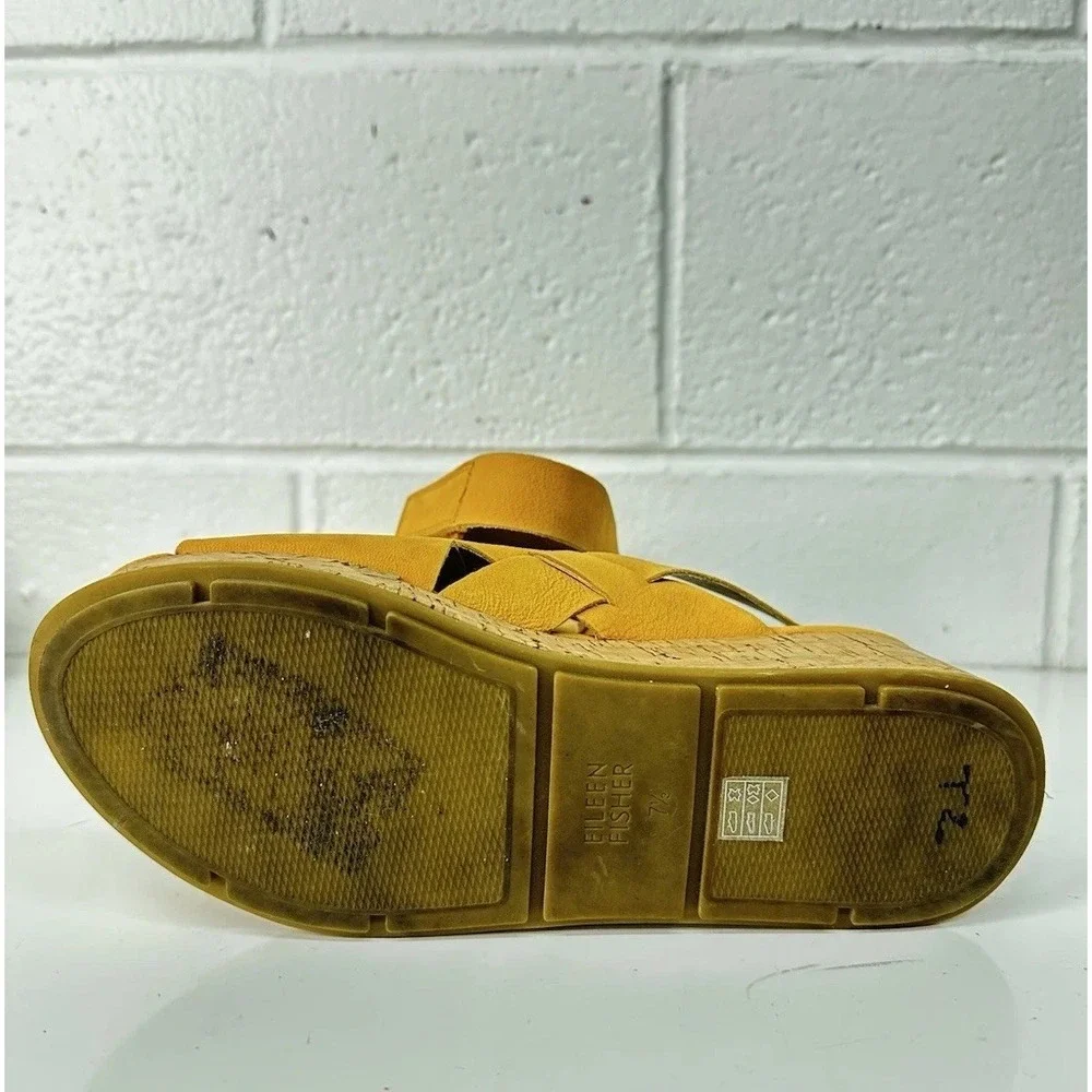 EILEEN FISHER Timor Espadrille Cork Wedge Platform Sandals (Women's Size 7.5‎ M)